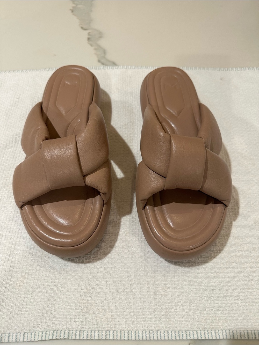 Marc Fisher Taupe Knotted Slide Mules